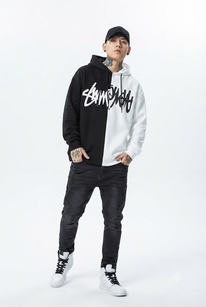 Novien Colorblock Graffiti Streetwear Hoodie