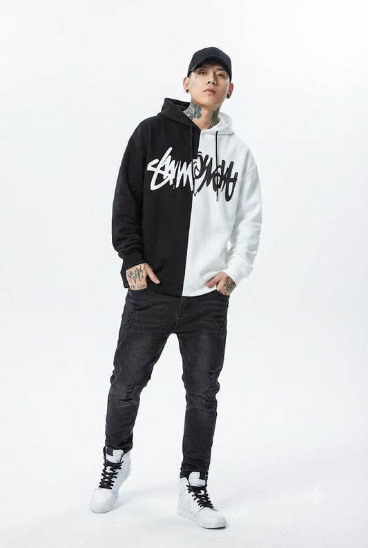 Novien Colorblock Graffiti Streetwear Hoodie