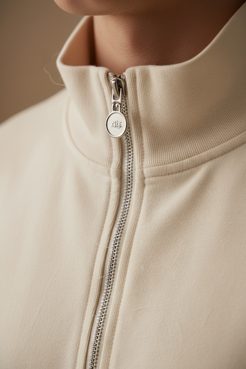 Half Zip Oversized Tee - Close-Up Detail