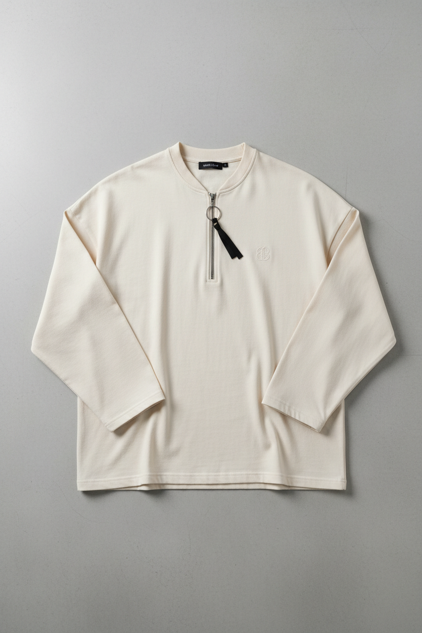 Half Zip Oversized Tee - Flat Lay