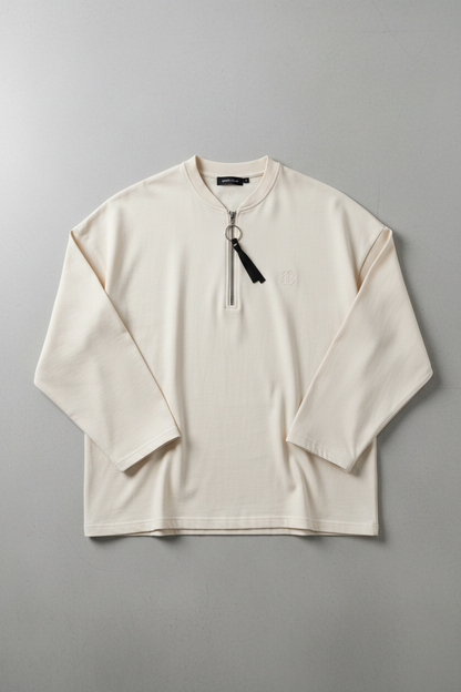 Half Zip Oversized Tee - Flat Lay