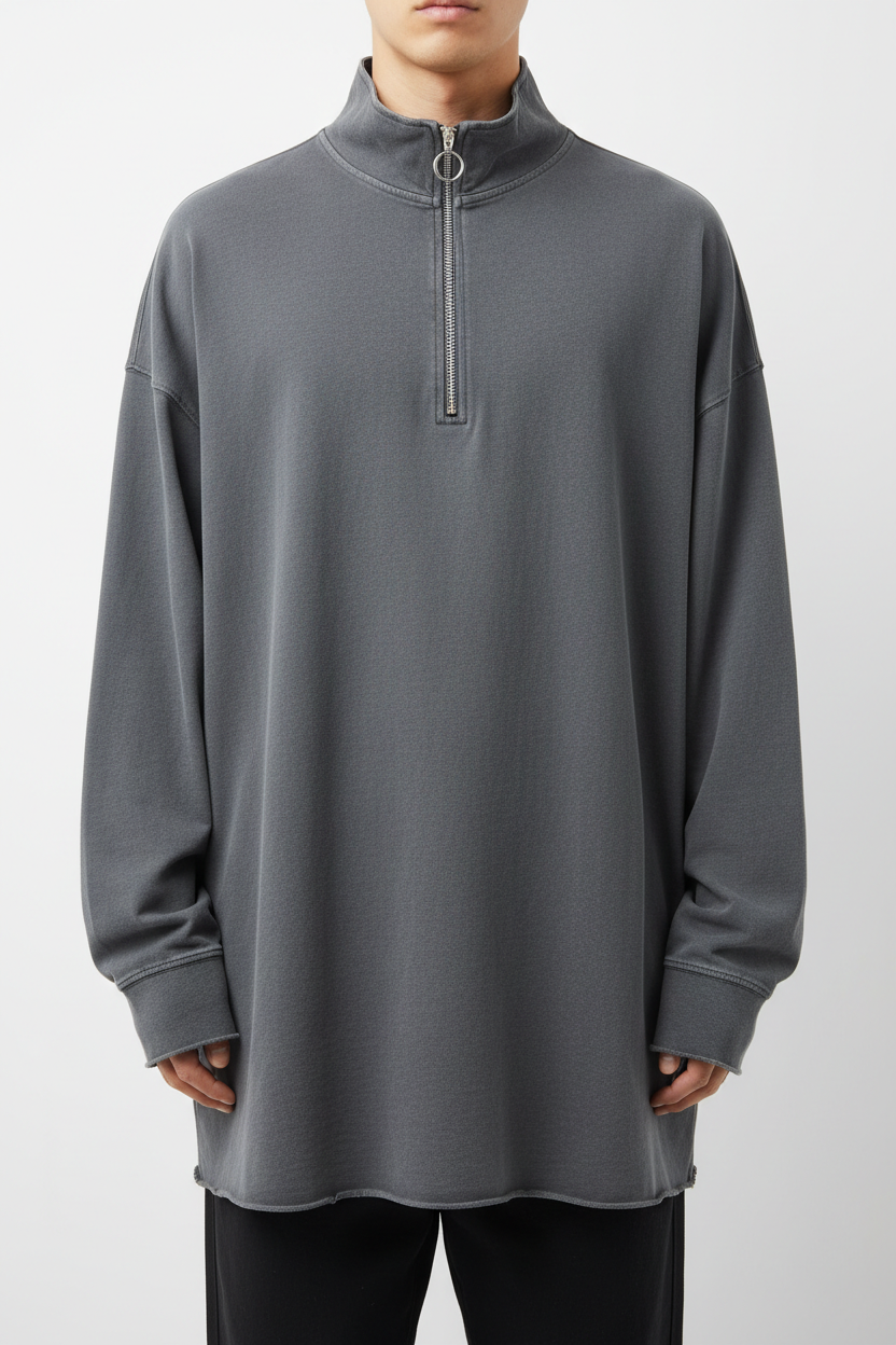 Half Zip Oversized Tee - Front View