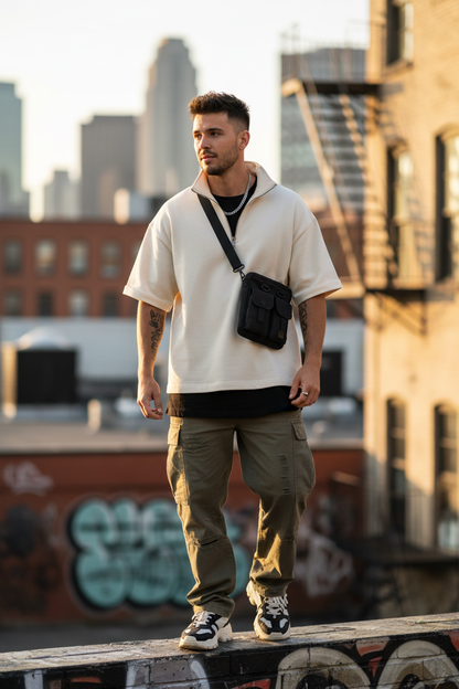 Half Zip Oversized Tee - Lifestyle