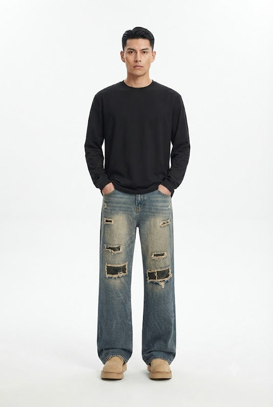 Two Tone Ripped Jeans
