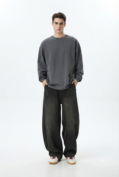 Washed Wide Leg Denim Jeans