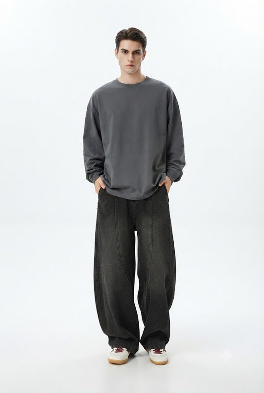 Washed Wide Leg Denim Jeans