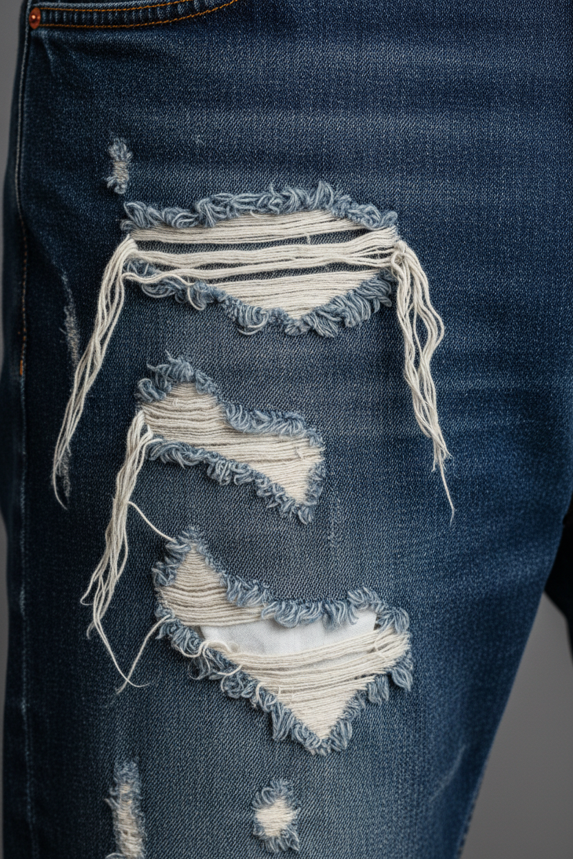 High Street Broken Jeans - Close-Up Detail