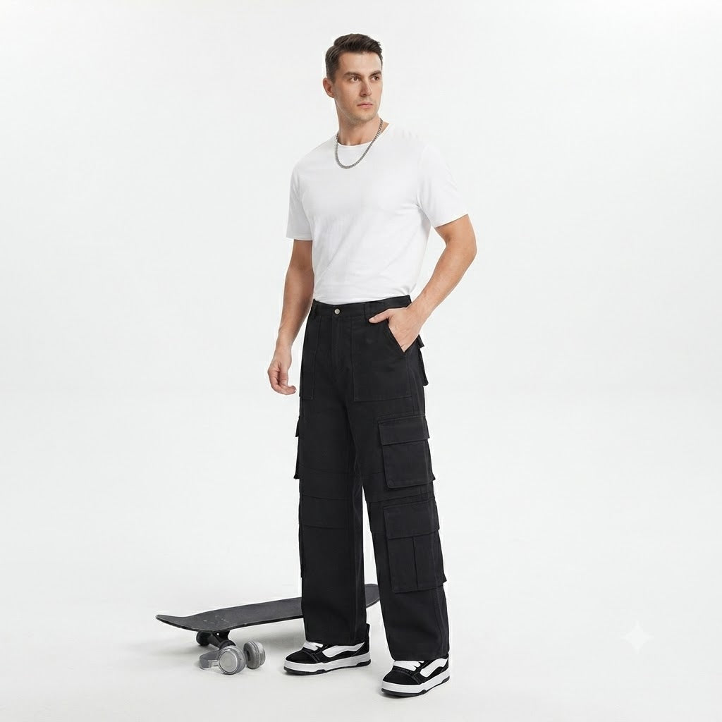 Loose Pleated Cargo Pants