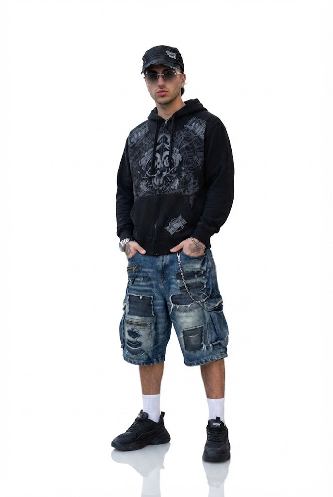 Punk Skull Hoodie Dark Gothic Oversized Streetwear