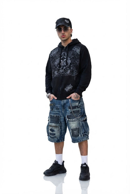 Punk Skull Hoodie Dark Gothic Oversized Streetwear