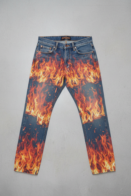 Inferno Graphic Denim - Flat Lay