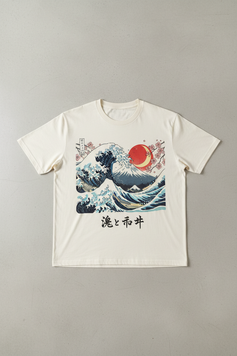 Japanese Style Graphic Tee - Flat Lay