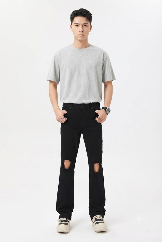 Ripped Black Denim