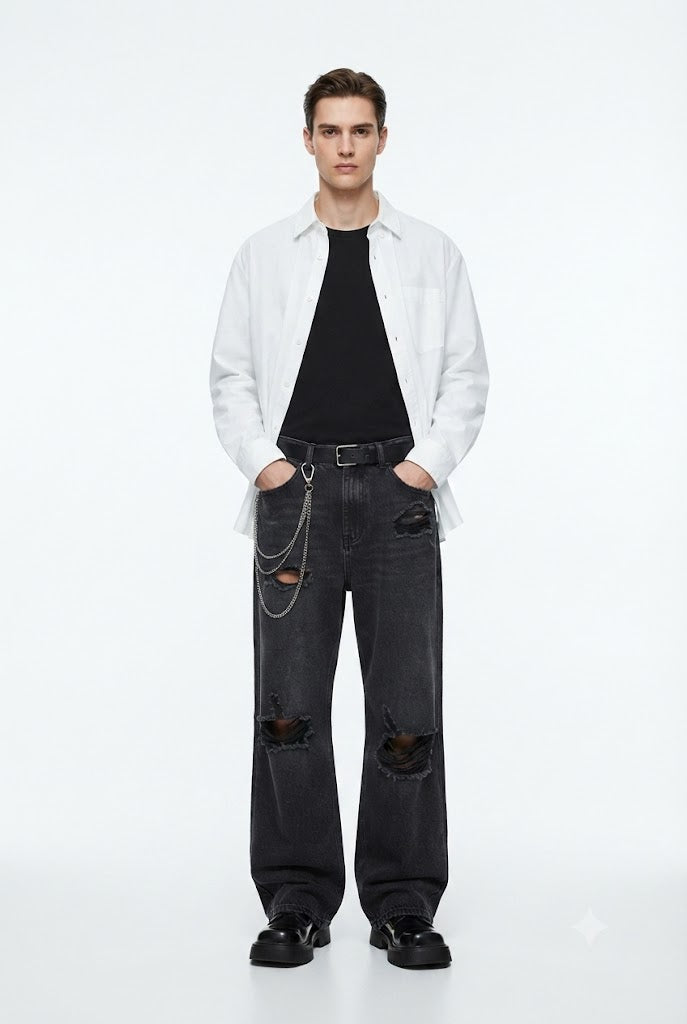 Distressed Wide Leg Jeans
