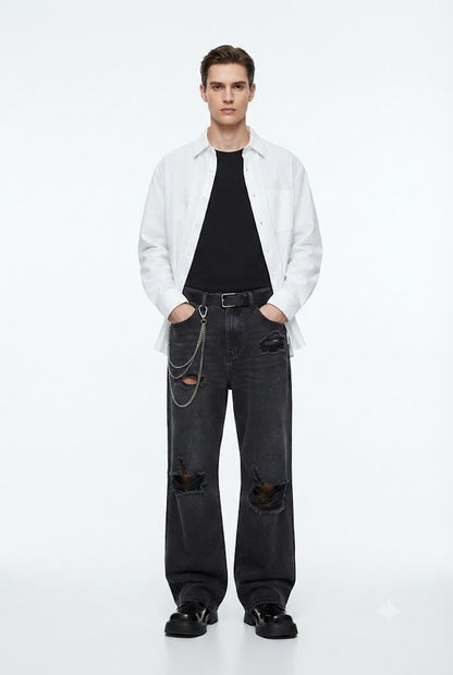 Distressed Wide Leg Jeans