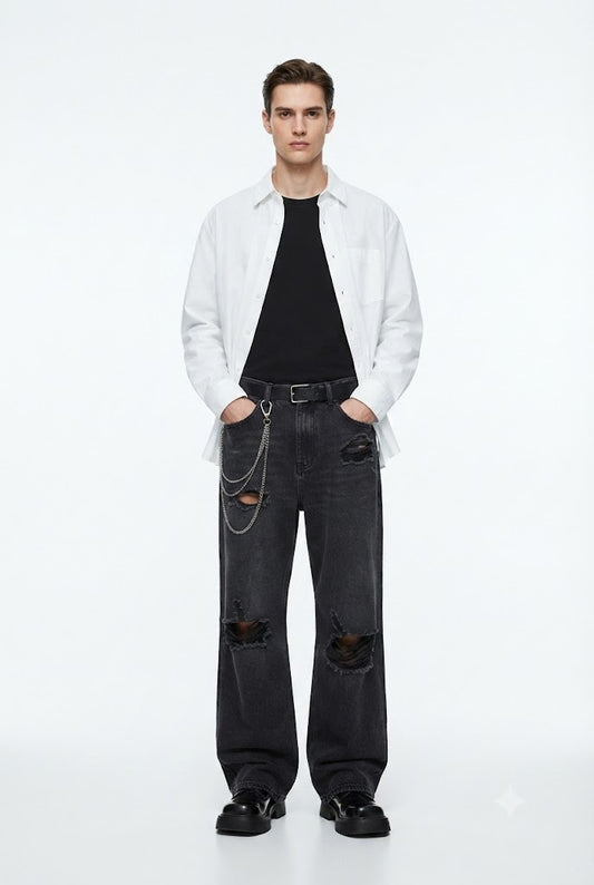 Distressed Wide Leg Jeans