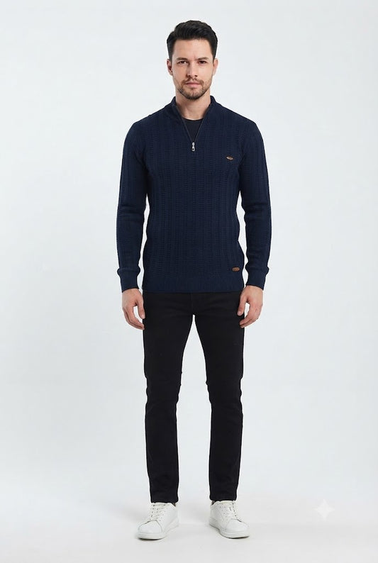Striped Jacquard Zip Sweater Novien Apparel