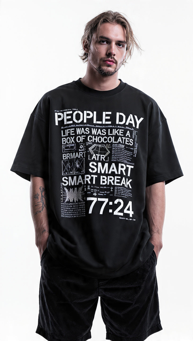Letter Print Oversized Tee