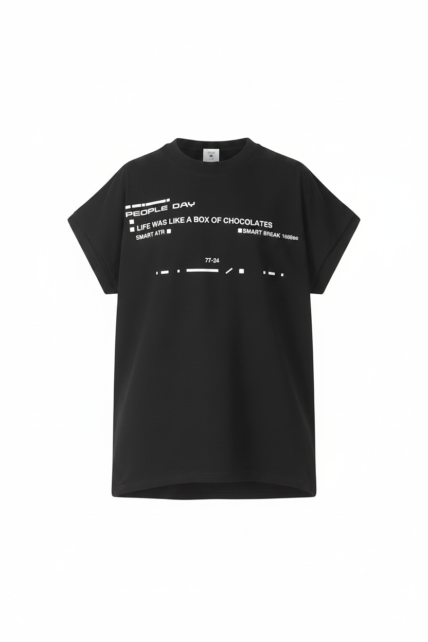 Letter Print Oversized Tee - Front View