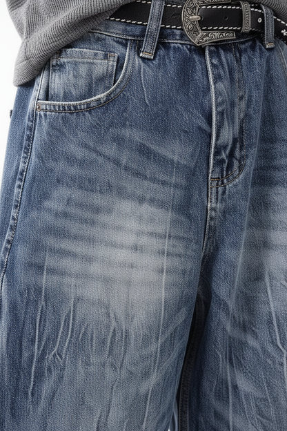 Lightning Wash Wide-Leg Denim - Detail Shot