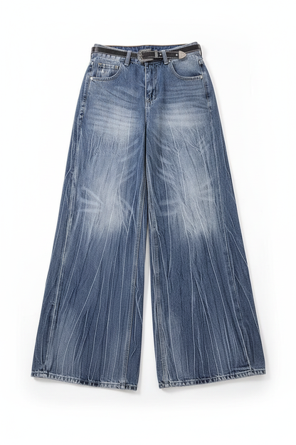 Lightning Wash Wide-Leg Denim - Flat Lay