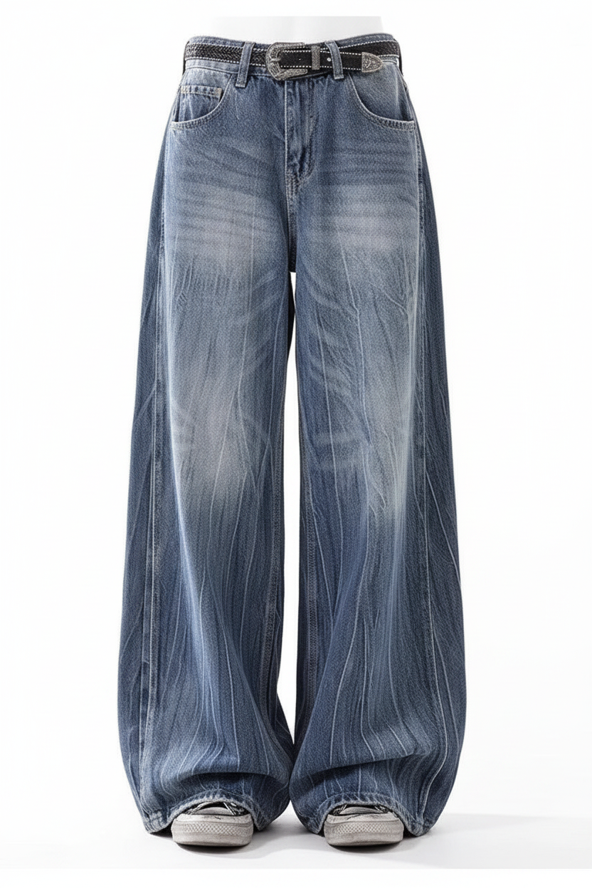 Lightning Wash Wide-Leg Denim - Front View