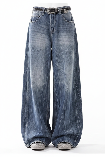 Lightning Wash Wide-Leg Denim - Front View