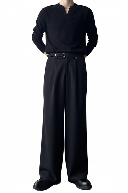 Loose Draping Suit Pants - Front View