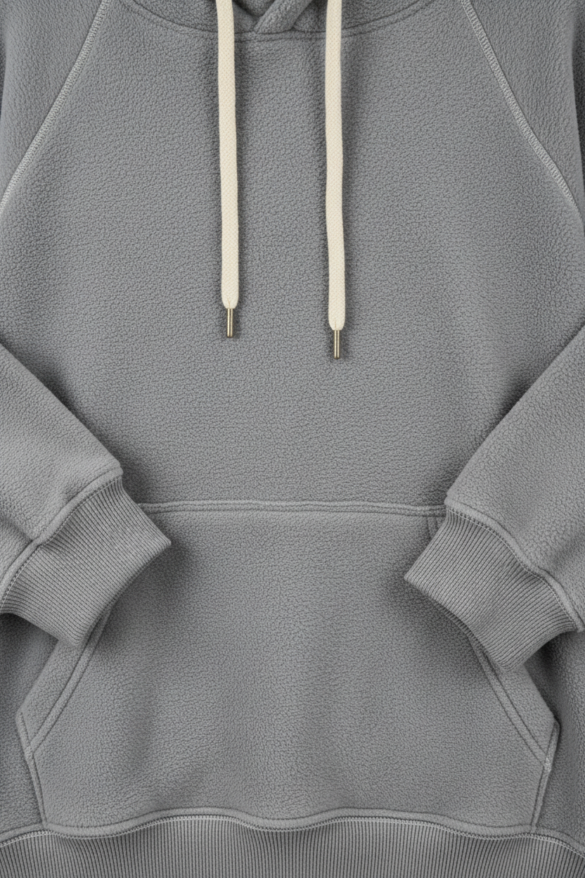 Loose Hooded Sweatshirt - Close-Up Detail
