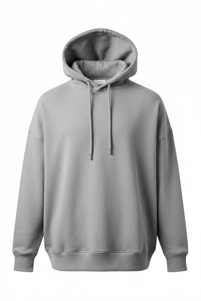 Loose Hooded Sweatshirt - Front View