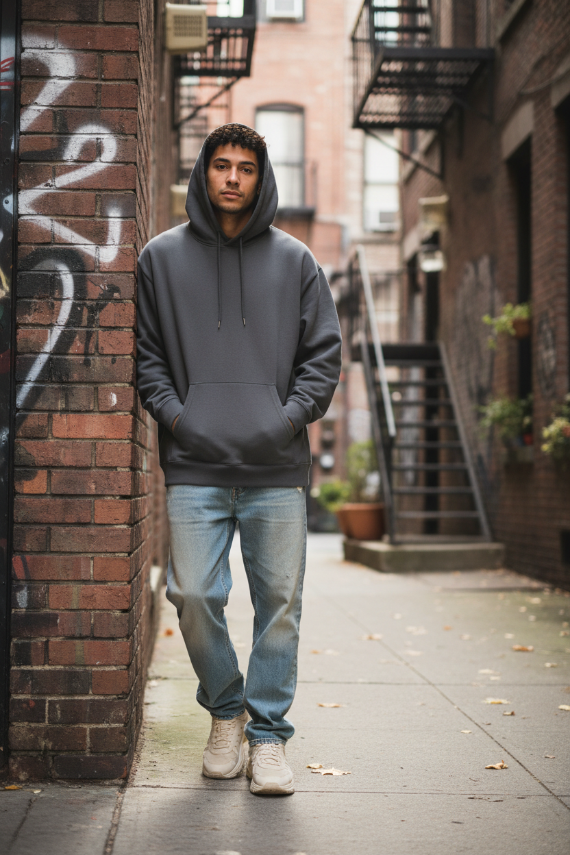 Loose Hooded Sweatshirt - Lifestyle