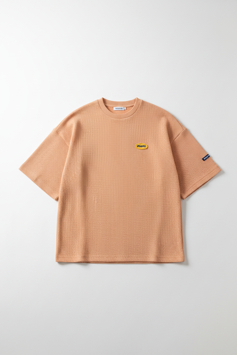 Loose Waffle Half-Sleeve Tee - Flat Lay
