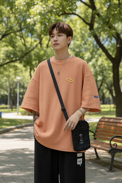 Loose Waffle Half-Sleeve Tee - Lifestyle