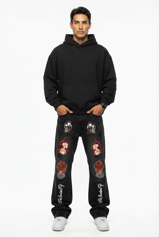 Hip Hop Embroidered Jeans