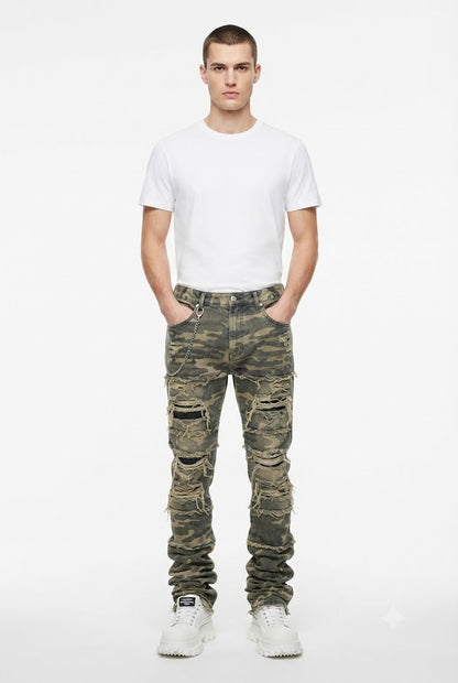 Fringe Patch Stacked Jeans
