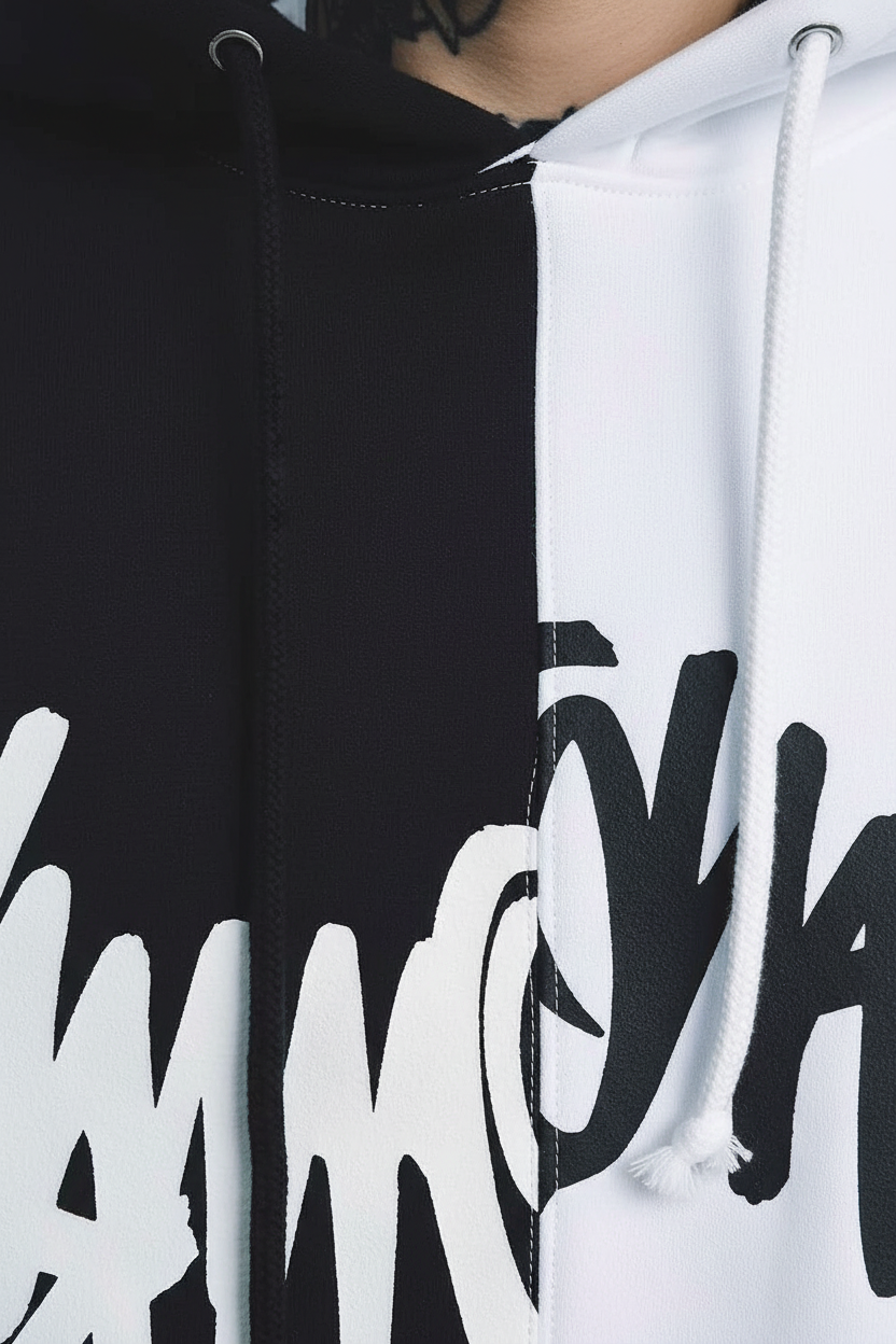 Novien Colorblock Graffiti Hoodie - Detail Shot