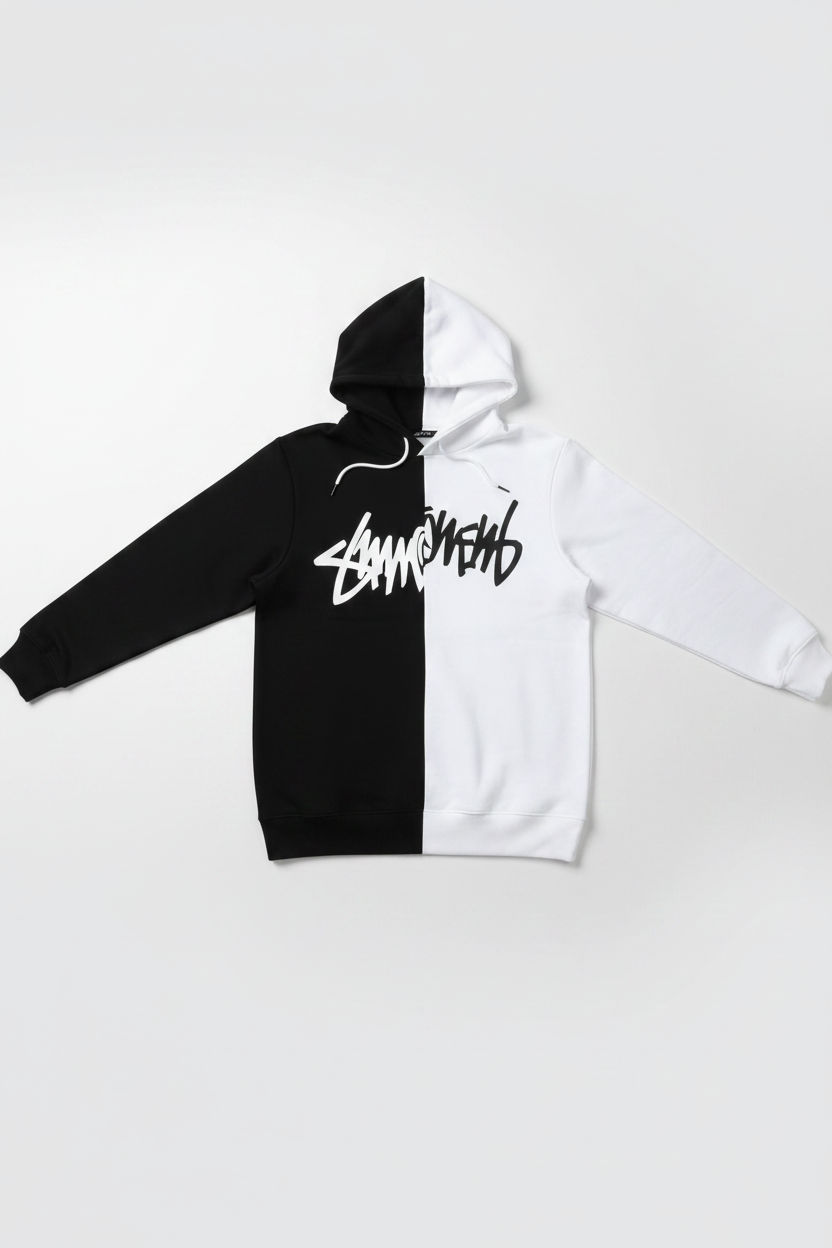 Novien Colorblock Graffiti Hoodie - Flat Lay