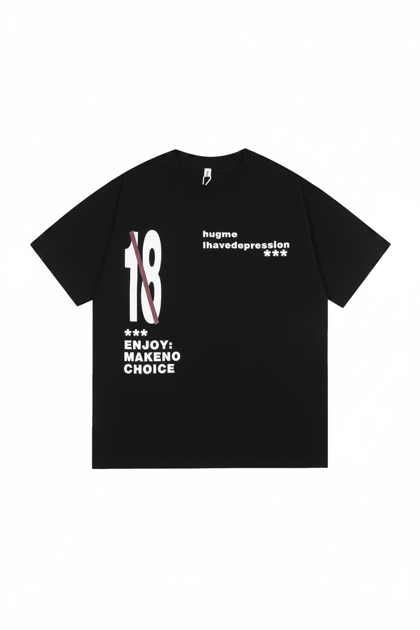 Oversized "18" Cotton Tee - Flat Lay