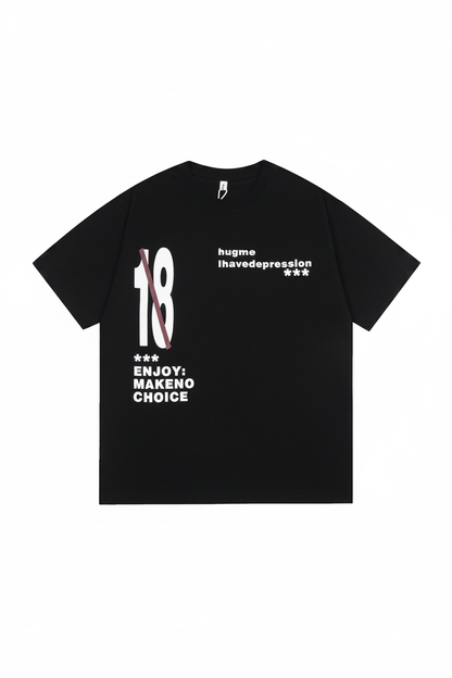 Oversized "18" Cotton Tee - Flat Lay