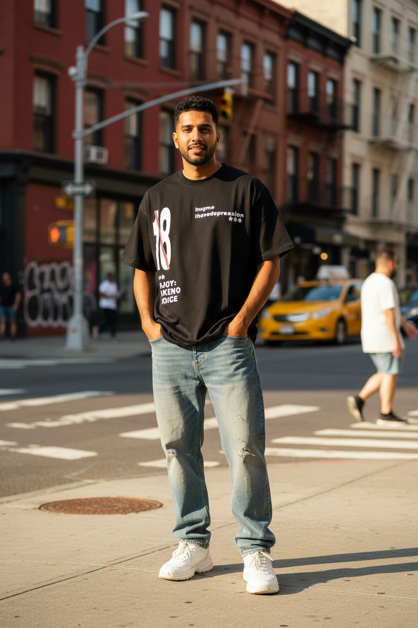 Oversized "18" Cotton Tee - Lifestyle