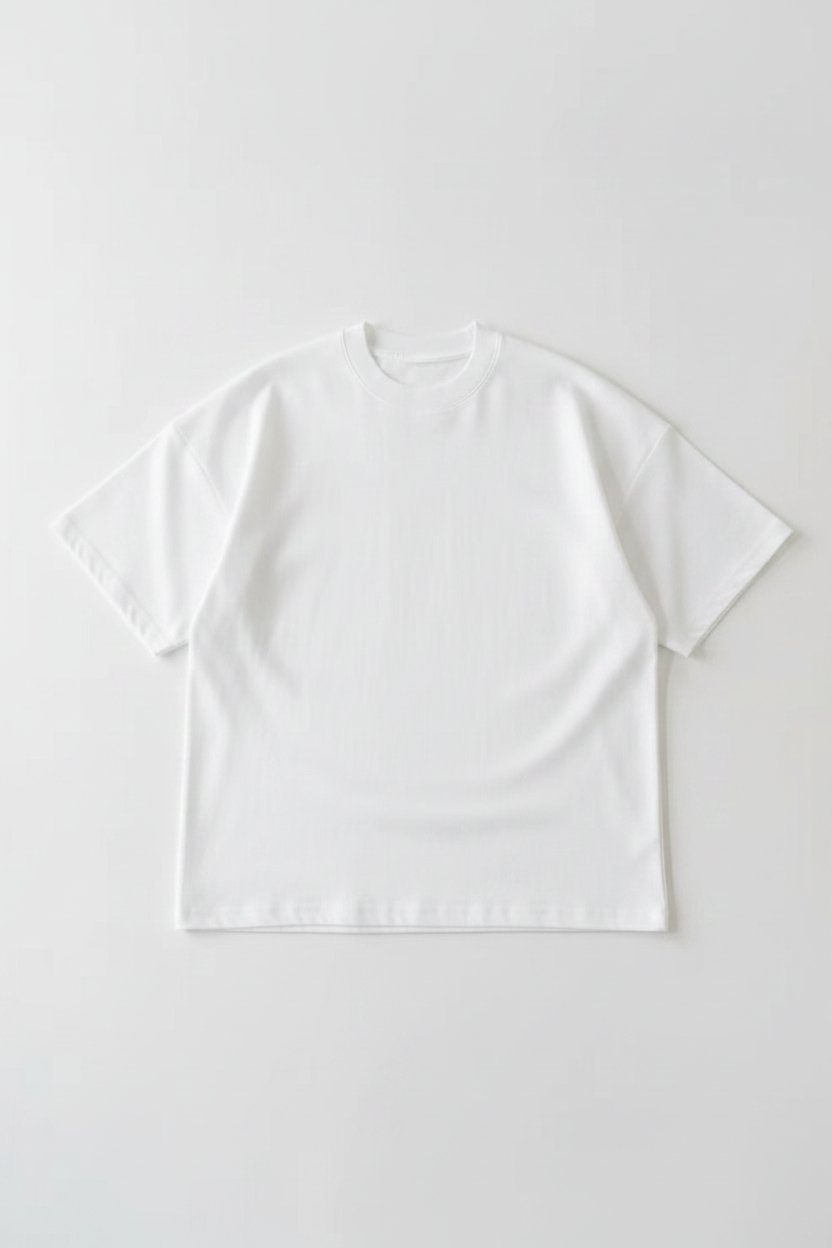 Plain Cotton Oversized Tee - Flat Lay
