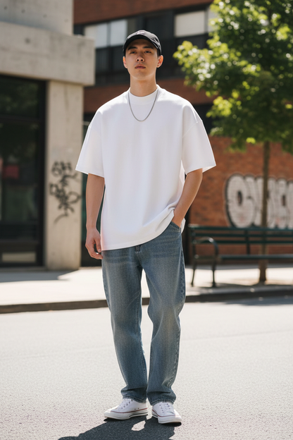 Plain Cotton Oversized Tee - Lifestyle