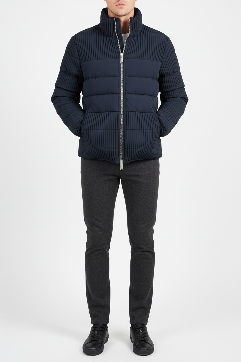 Pleated Puffer Jacket - Front View