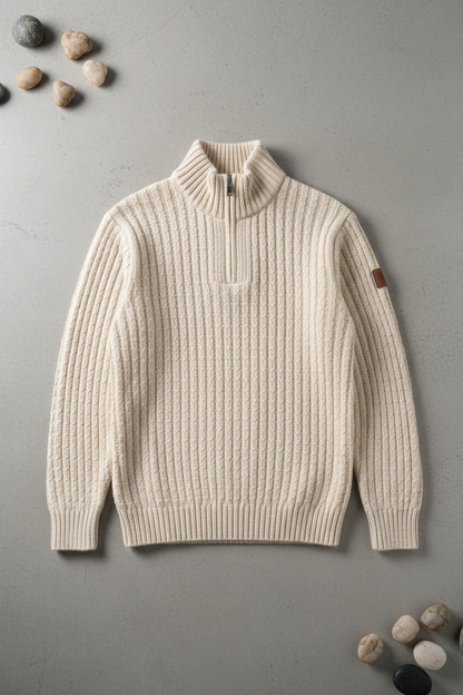 Quarter Zip Knit Sweater - Flat Lay