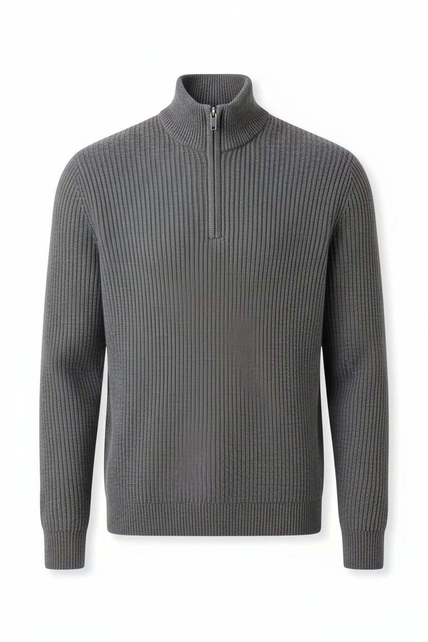 Quarter Zip Knit Sweater - Front View
