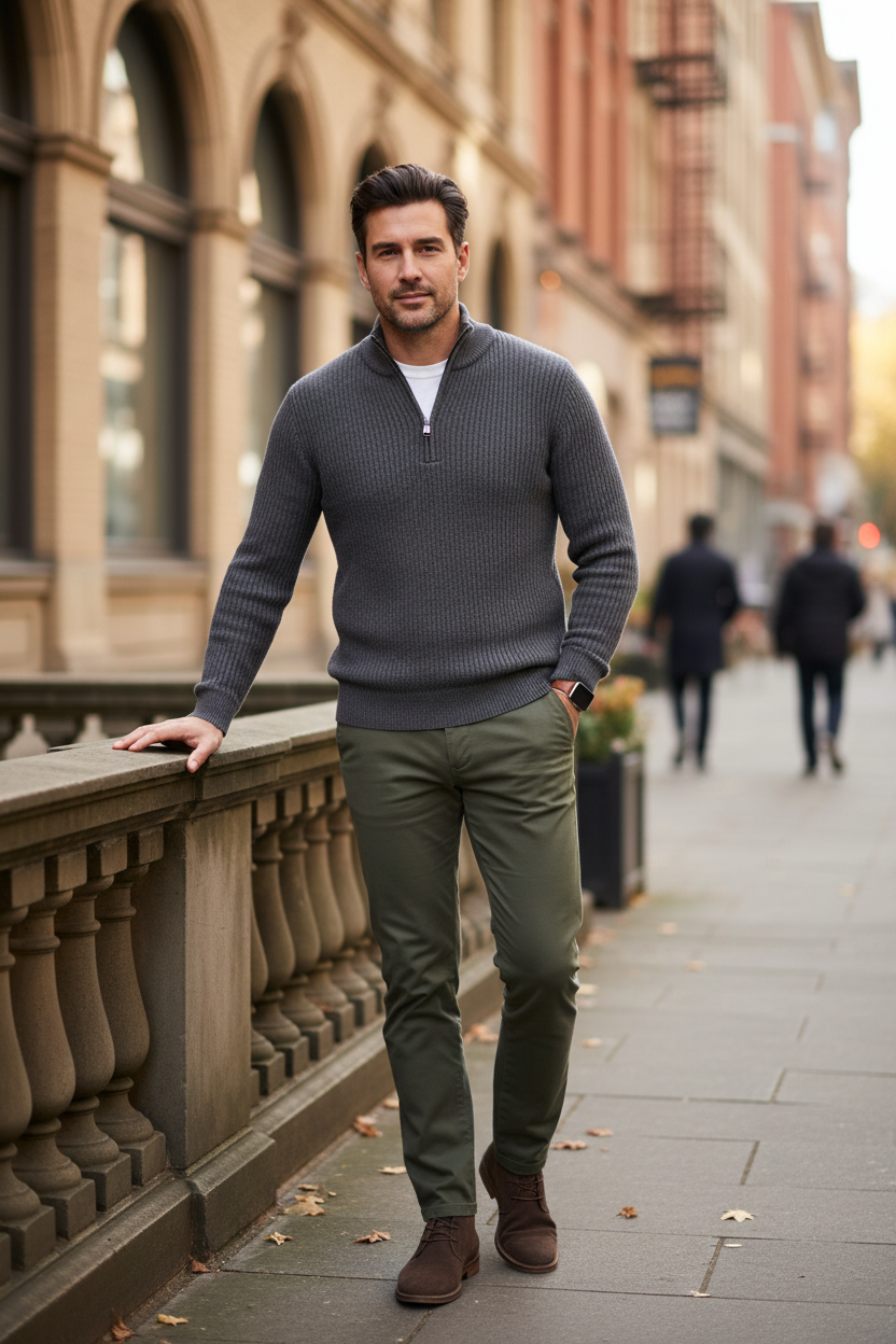 Quarter Zip Knit Sweater - Lifestyle