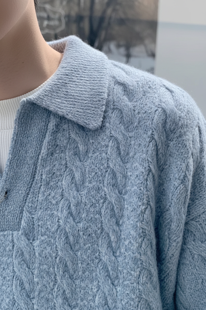 Retro Lapel Pullover Sweater - Detail Shot