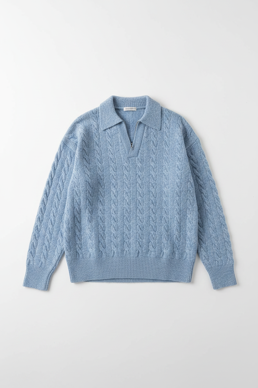 Retro Lapel Pullover Sweater - Flat Lay