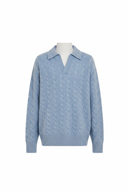 Retro Lapel Pullover Sweater - Front View