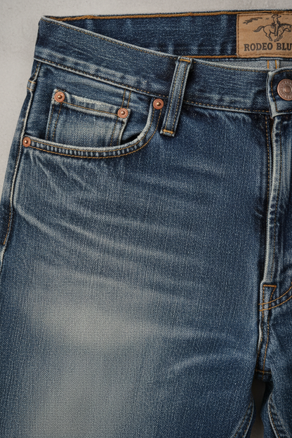 Retro Washed Jeans - Close-Up Detail